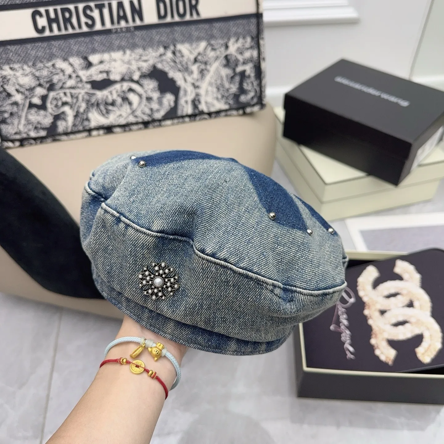 Croixin 🆕 💙 High-end denim material, heavy handmade beret, good fit and good texture❤️‍🔥